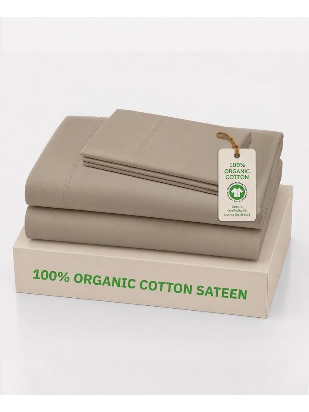 100% Organic Cotton Sateen Twin Sheet Set - Soft, Luxurious Bedding Essentials
